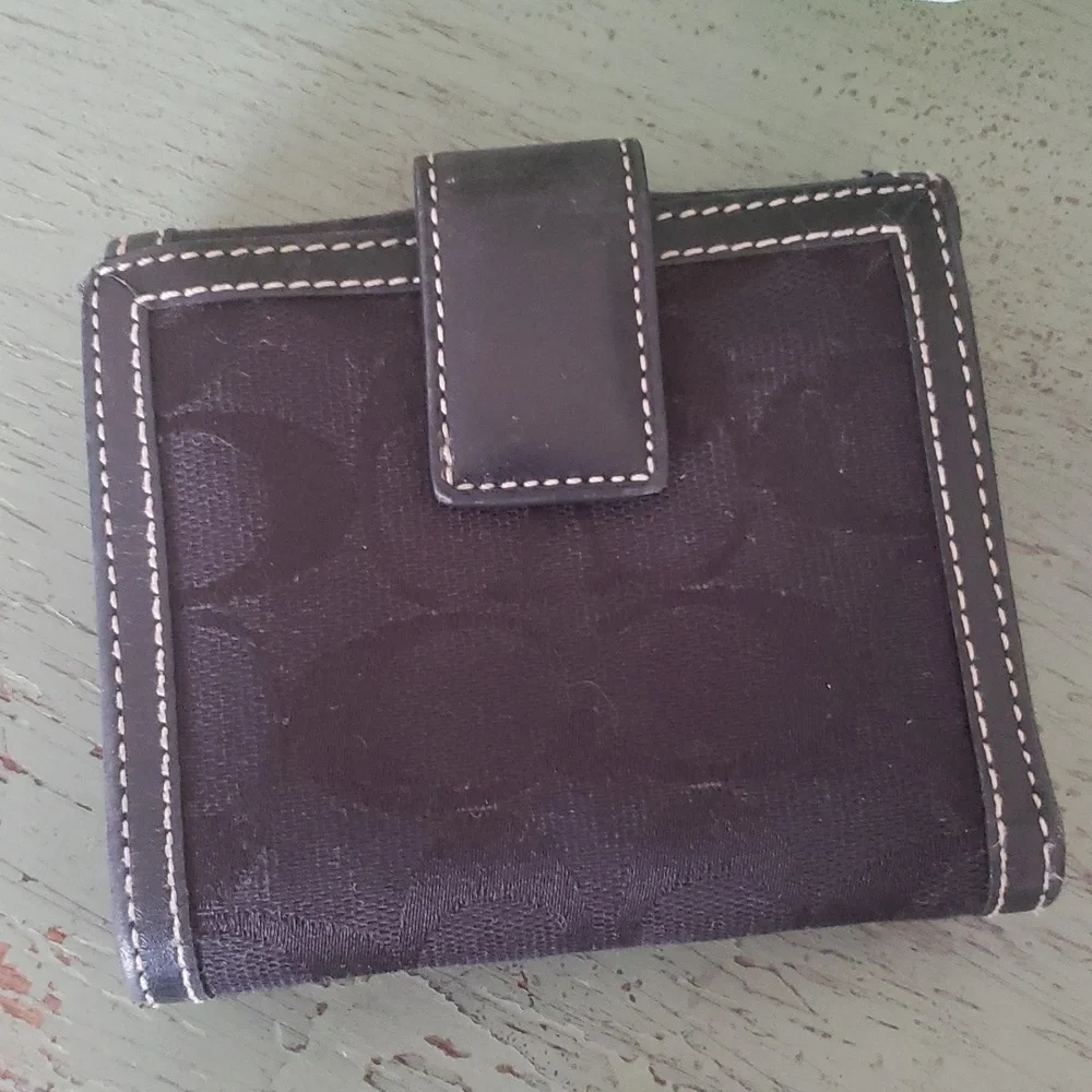 Coach Black Monogram Canvas Leather Wallet - Picture 3 of 7